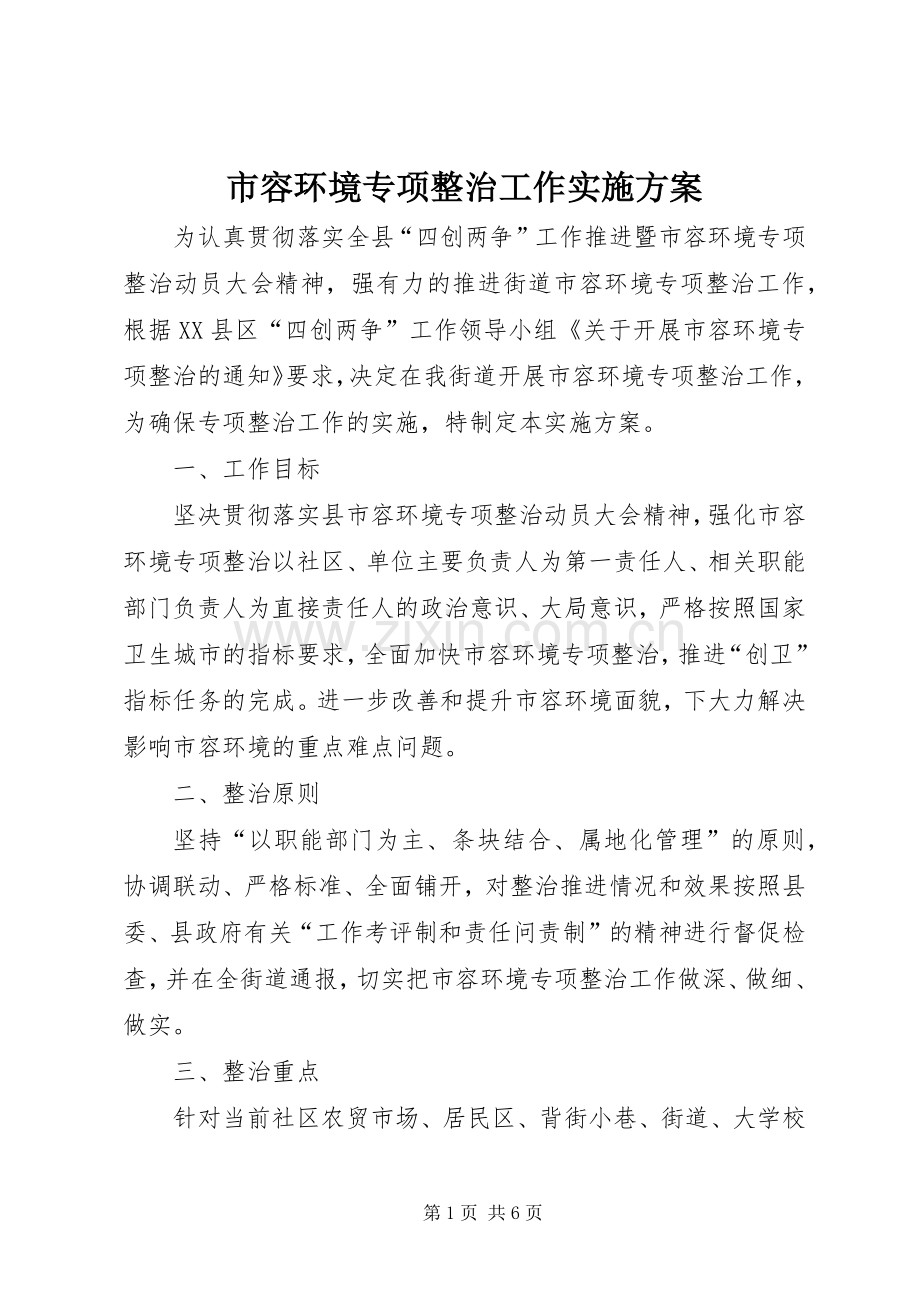 市容环境专项整治工作方案.docx_第1页