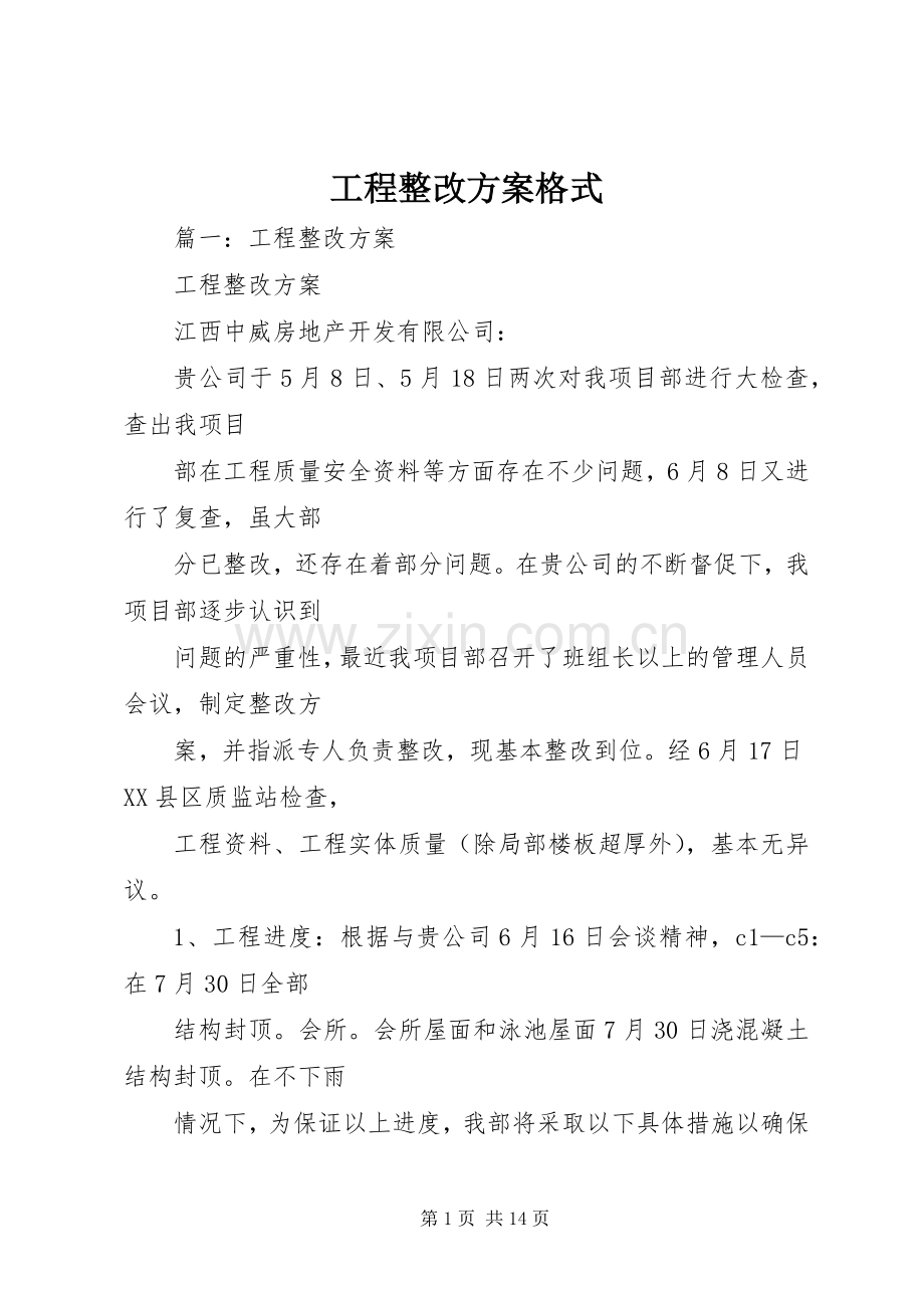 工程整改实施方案格式.docx_第1页