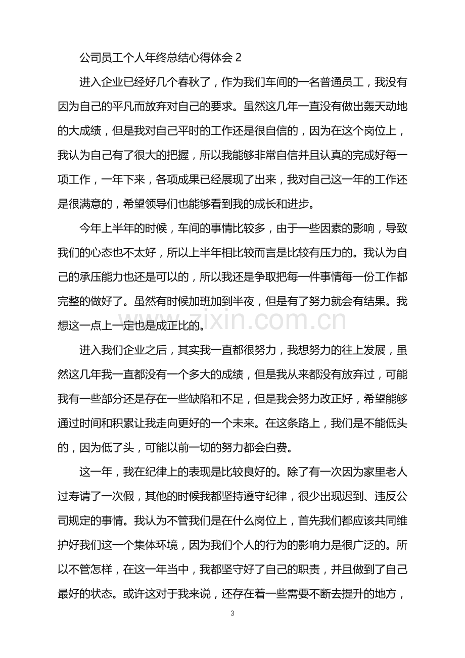 2022年公司员工个人年终总结心得体会.doc_第3页