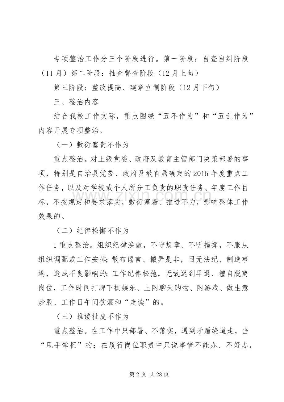 不作为乱作为问题专项治理工作实施方案.docx_第2页