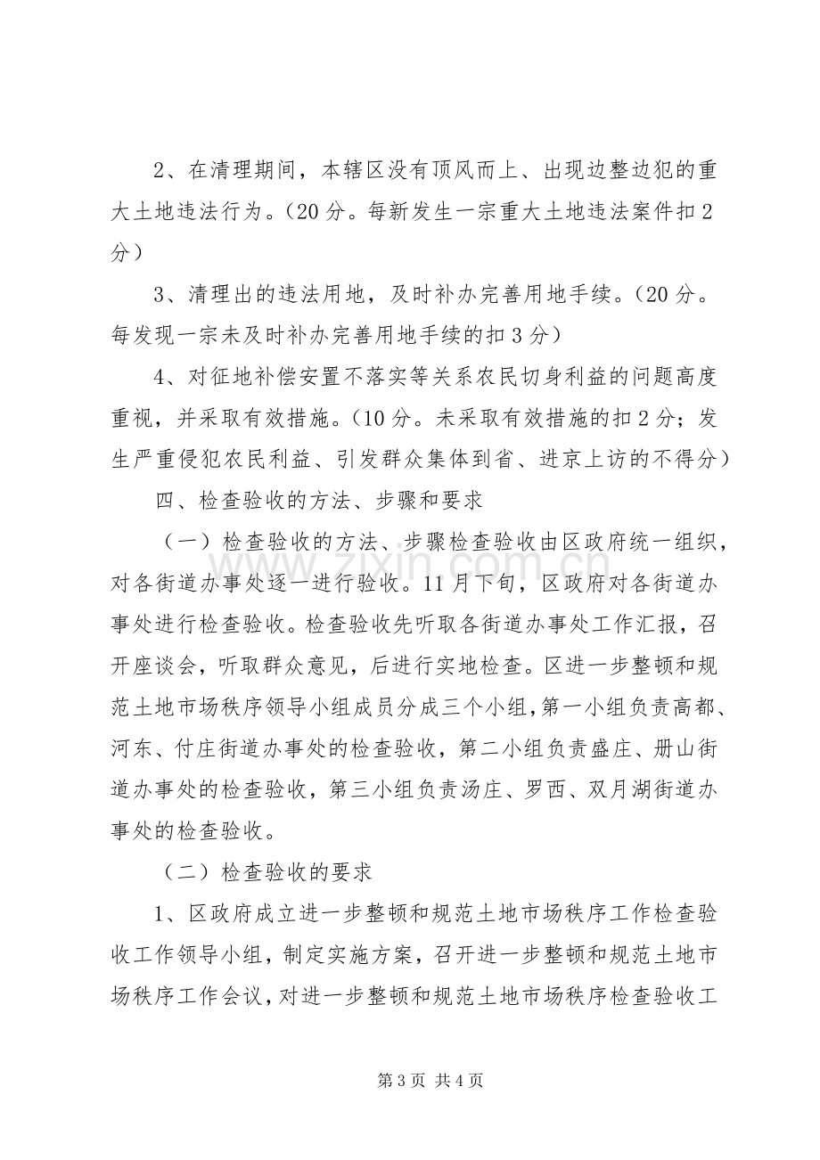 进一步清理整顿土地市场秩序工作检查验收方案.docx_第3页