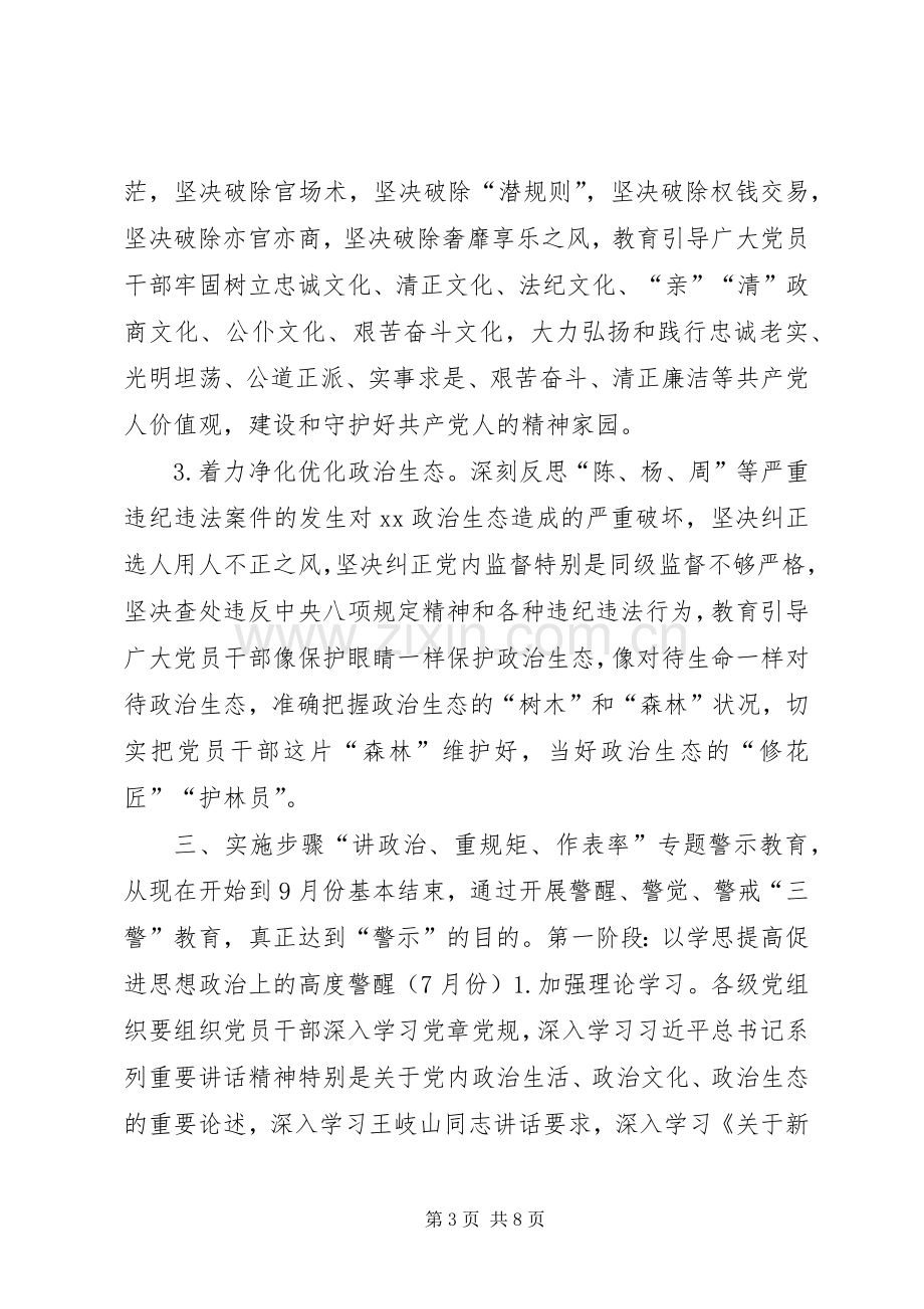 全县党员干部中开展“讲政治、重规矩、作表率”专题警示教育实施方案.docx_第3页