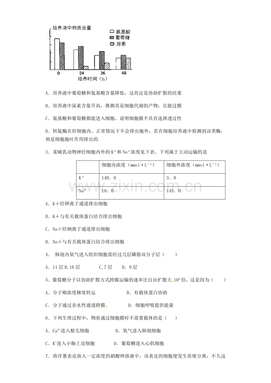 高中生物必修一第四章测试卷.docx_第2页