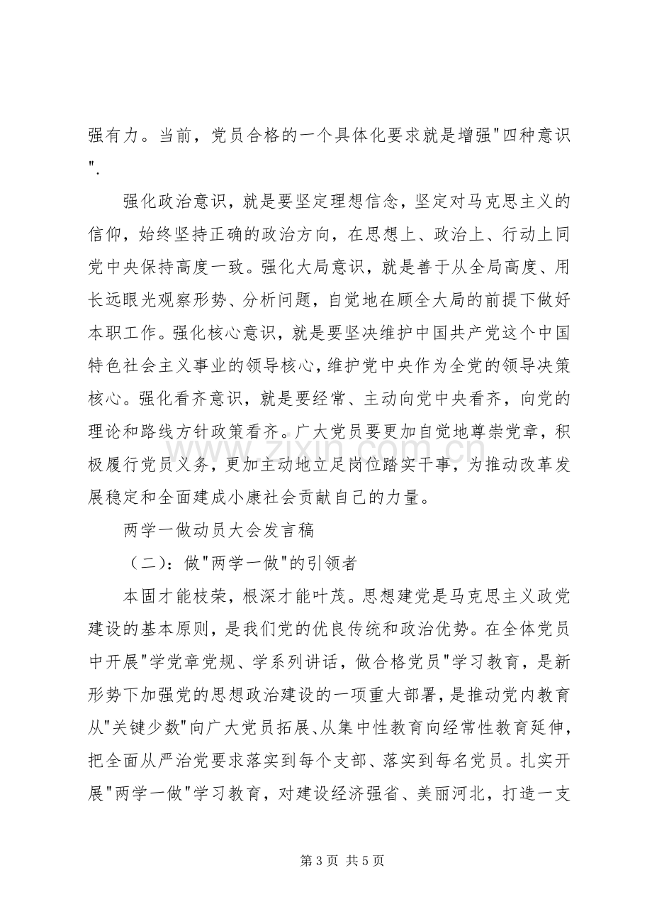 两学一做动员大会发言.docx_第3页