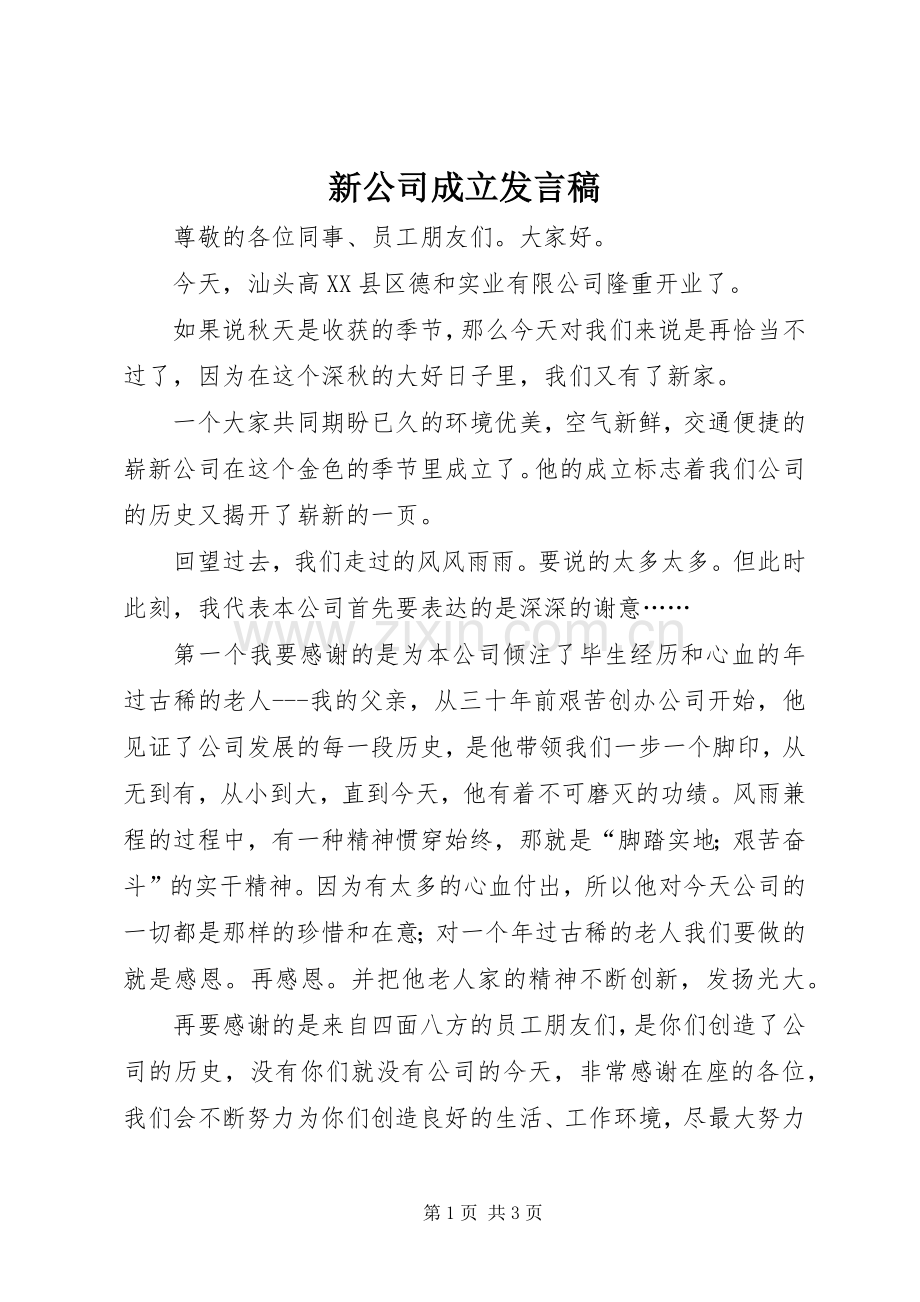 新公司成立发言稿.docx_第1页