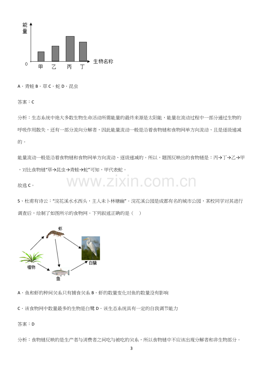 人教版2023初中生物七年级上册第一单元生物和生物圈高频考点知识梳理.docx_第3页