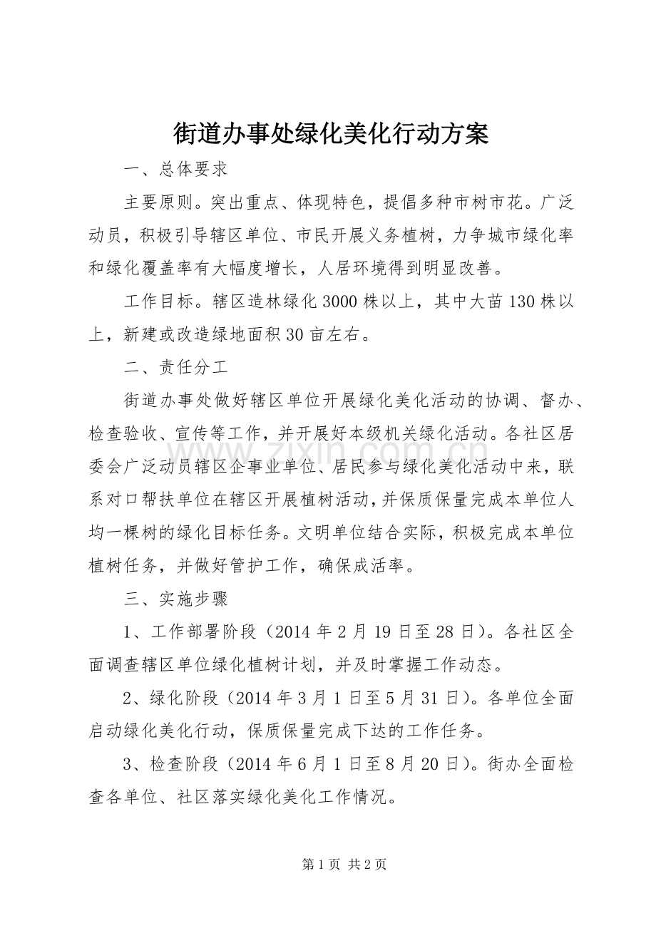 街道办事处绿化美化行动实施方案.docx_第1页