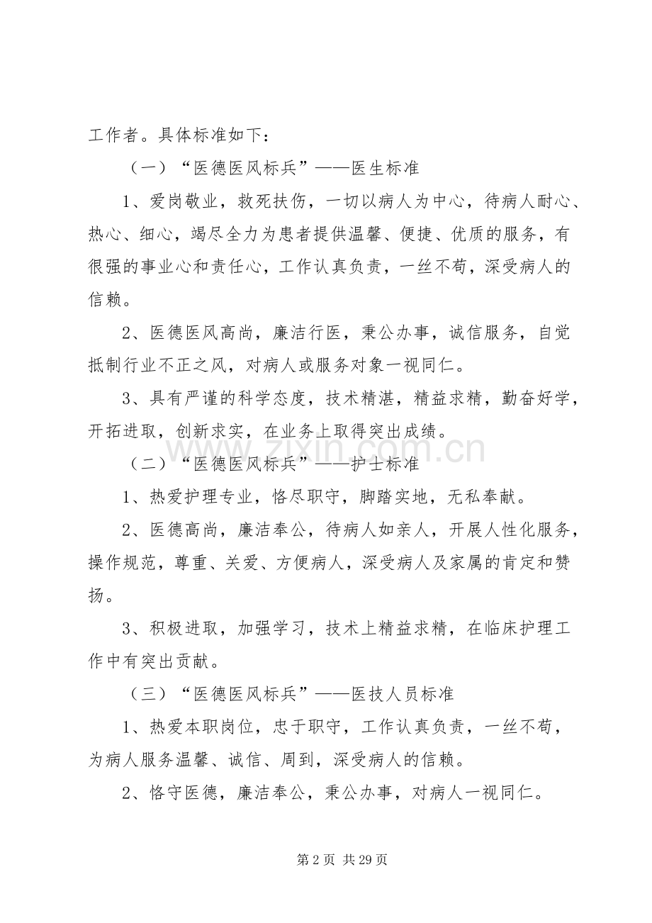 XX年度如皋新姚医院医德医风标兵实施方案.docx_第2页