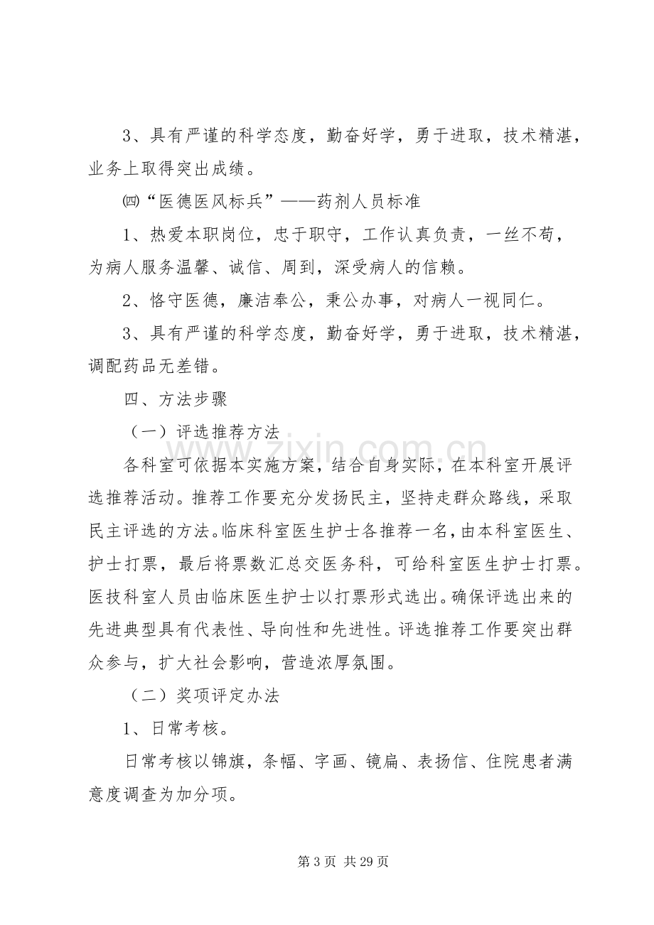 XX年度如皋新姚医院医德医风标兵实施方案.docx_第3页