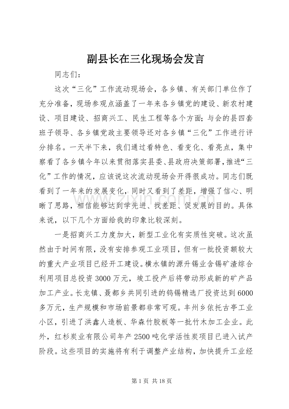 副县长在三化现场会发言.docx_第1页