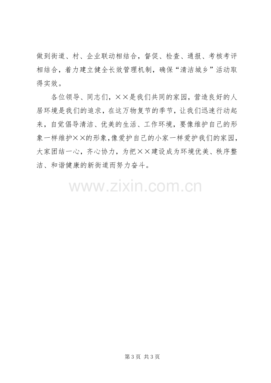 在全市清洁城乡百日大会战启动仪式上的表态发言.docx_第3页