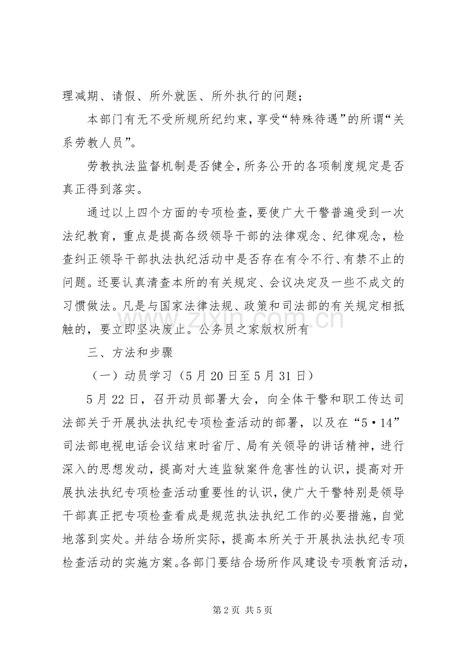 劳教所开展执法执纪专项检查活动的方案.docx_第2页