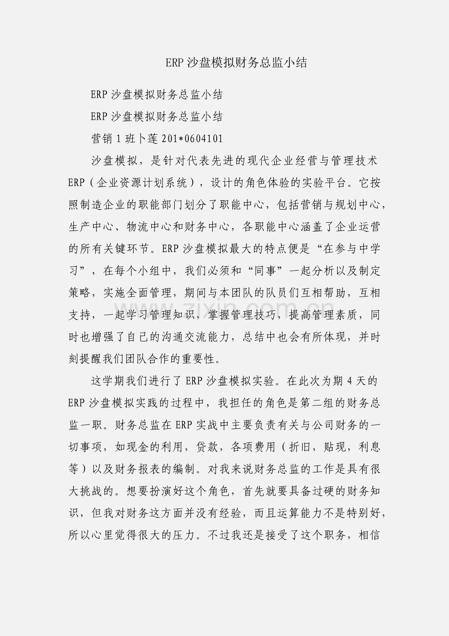 ERP沙盘模拟财务总监小结.docx_第1页