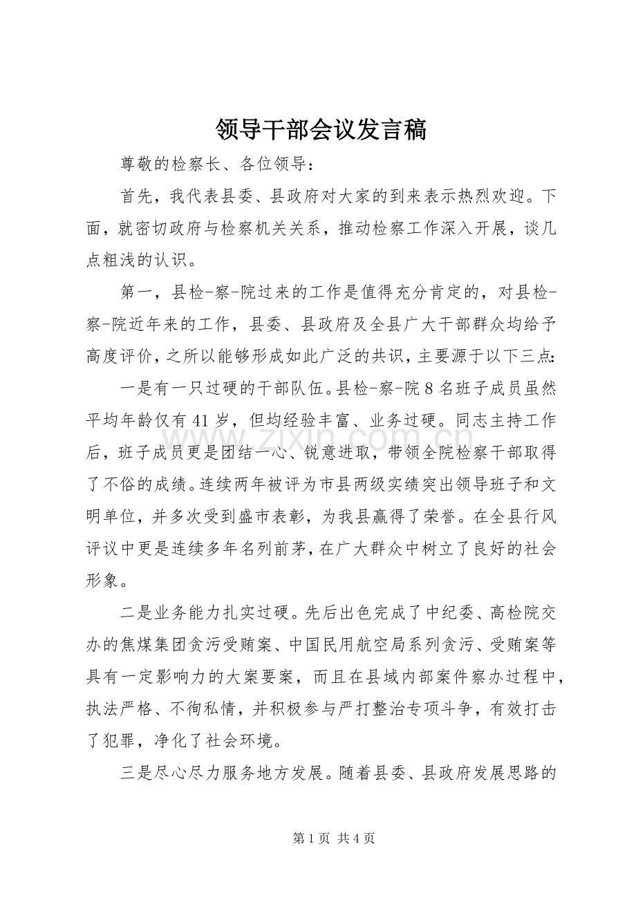 领导干部会议发言稿.docx_第1页