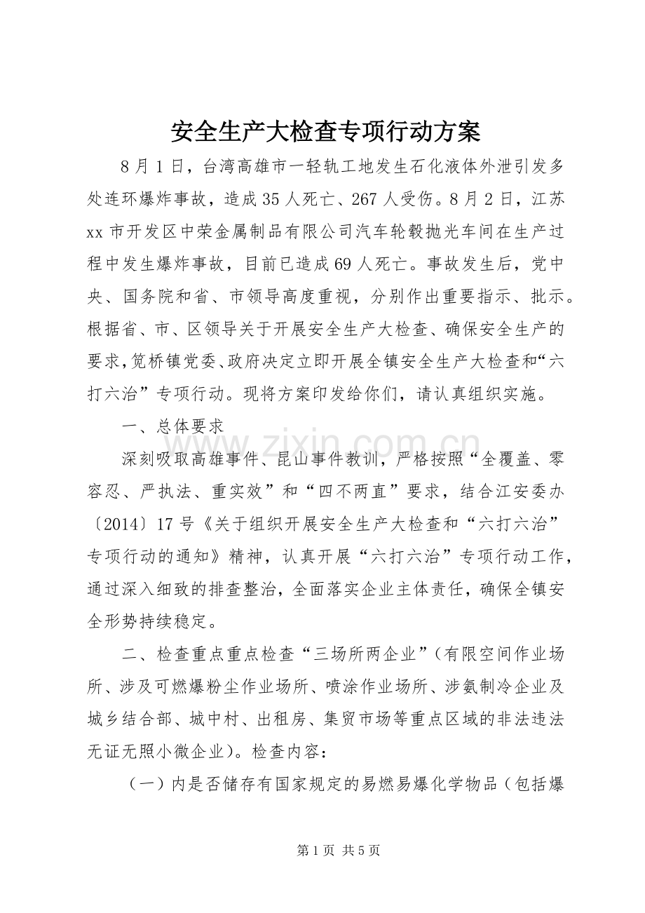 安全生产大检查专项行动实施方案.docx_第1页