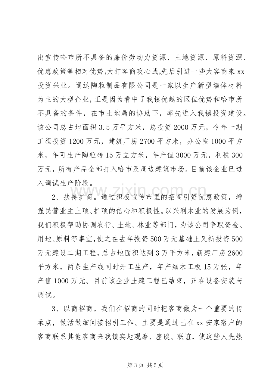 乡镇招商引资典型经验发言材料致辞.docx_第3页