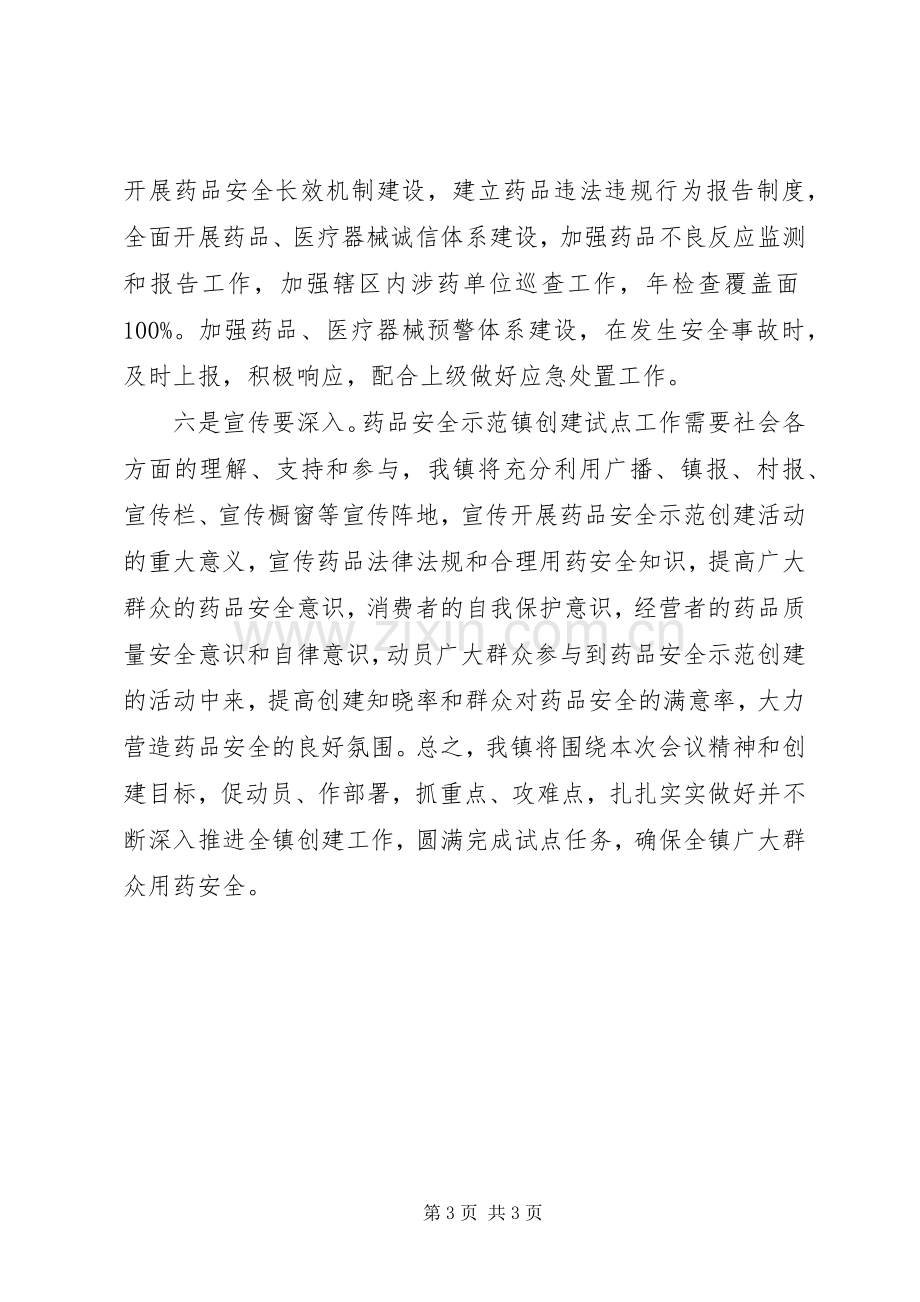 药品安全示范镇创建工作表态讲话.docx_第3页