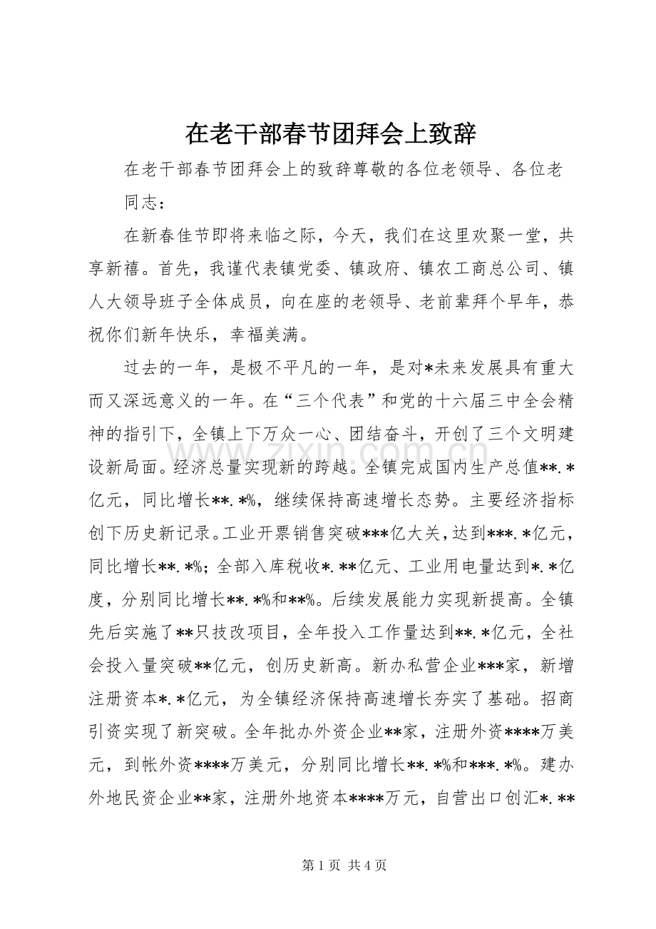 在老干部春节团拜会上致辞.docx_第1页