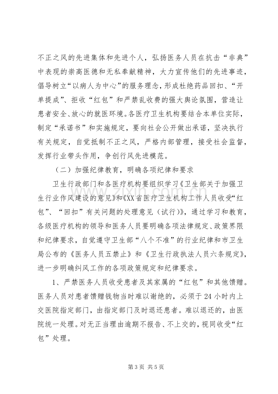 市卫生系统纠正医疗服务中不正之风专项治理工作实施方案 .docx_第3页