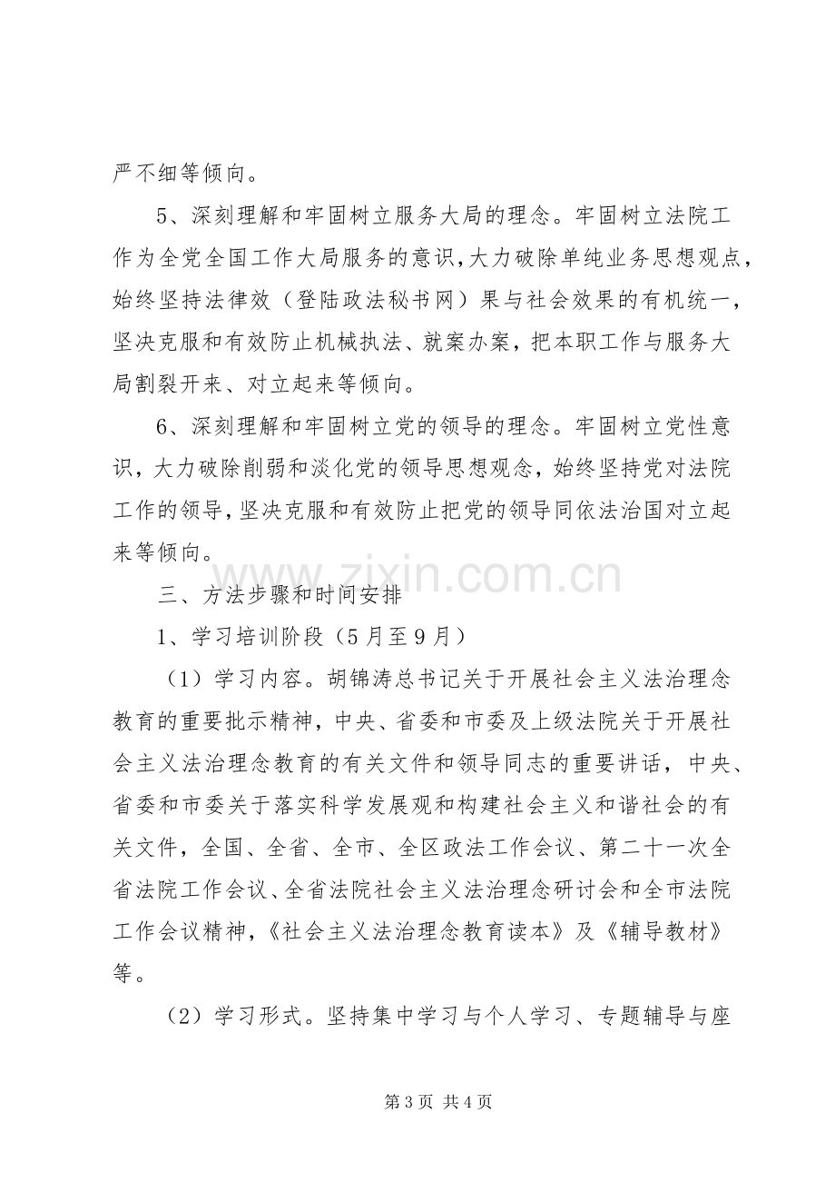 法院开展社会主义法治理念教育活动方案 (2).docx_第3页