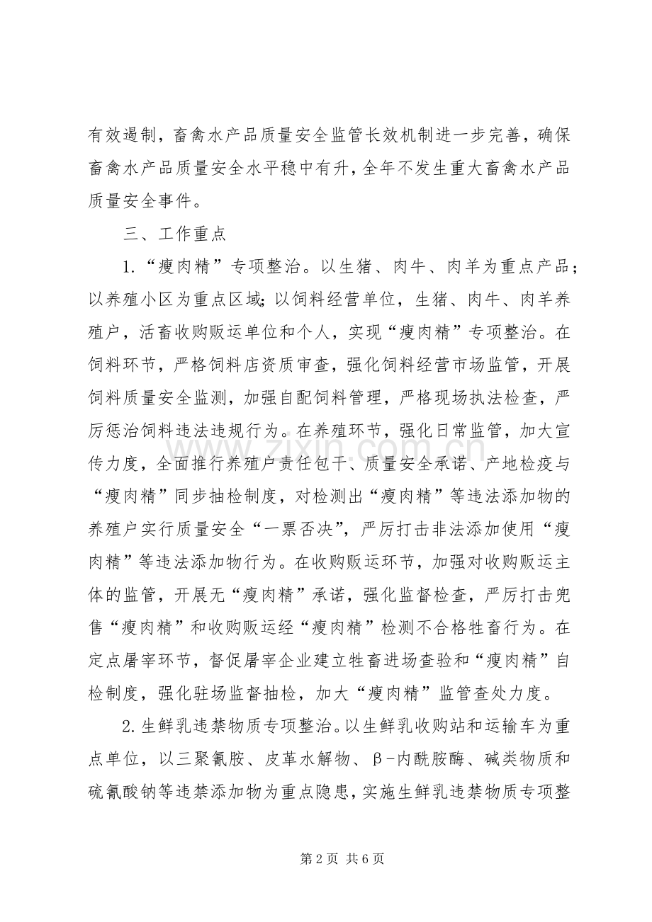 镇XX年畜禽水产品质量安全专项整治工作实施方案.docx_第2页