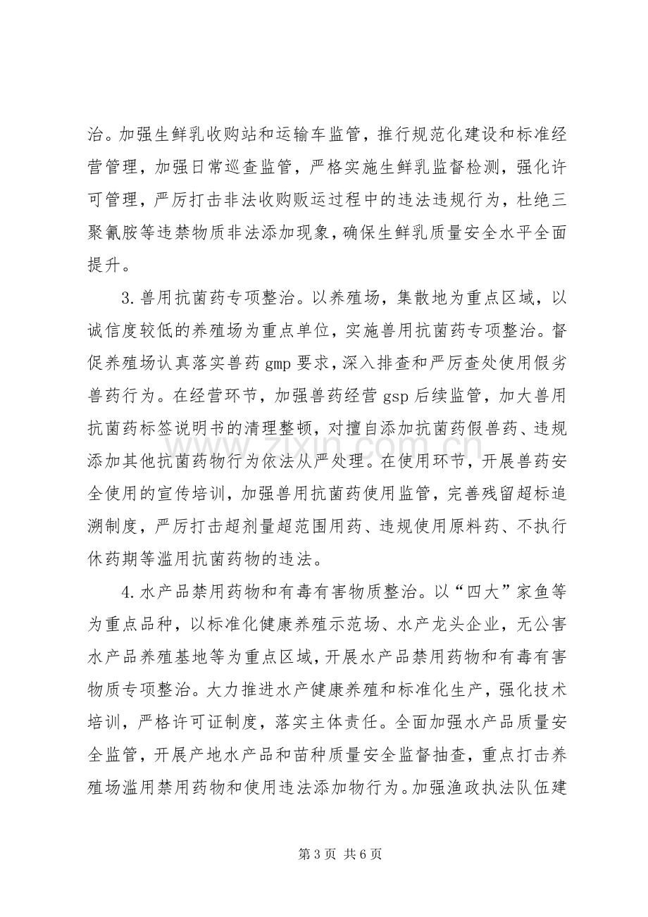 镇XX年畜禽水产品质量安全专项整治工作实施方案.docx_第3页