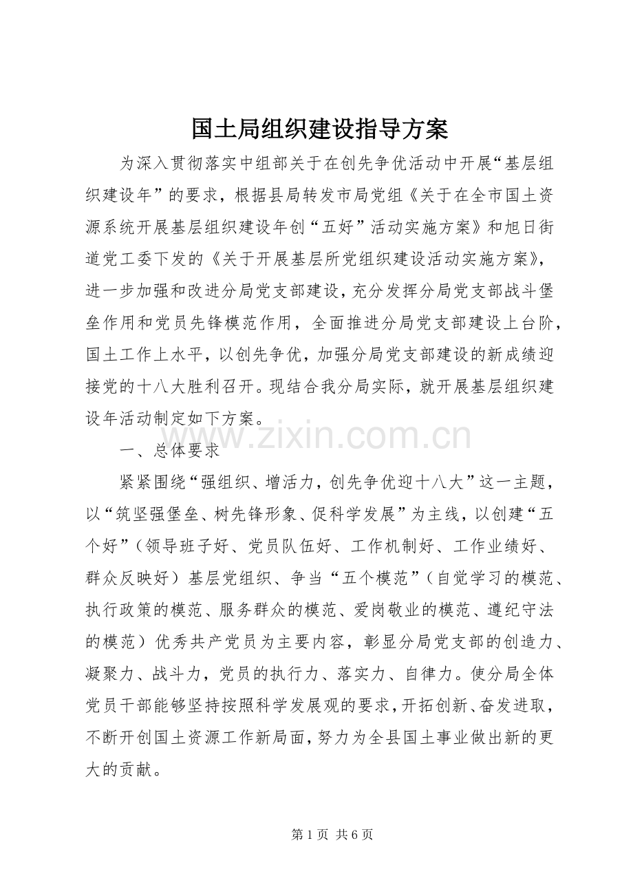 国土局组织建设指导实施方案.docx_第1页