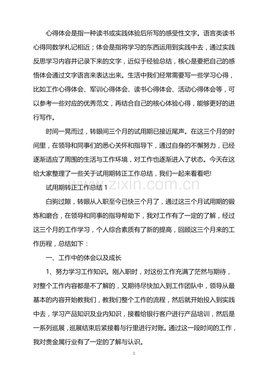 员工试用期转正工作总结2022.doc_第1页