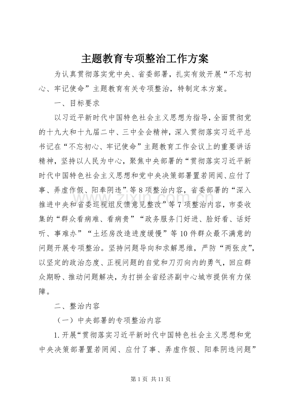 主题教育专项整治工作实施方案 .docx_第1页