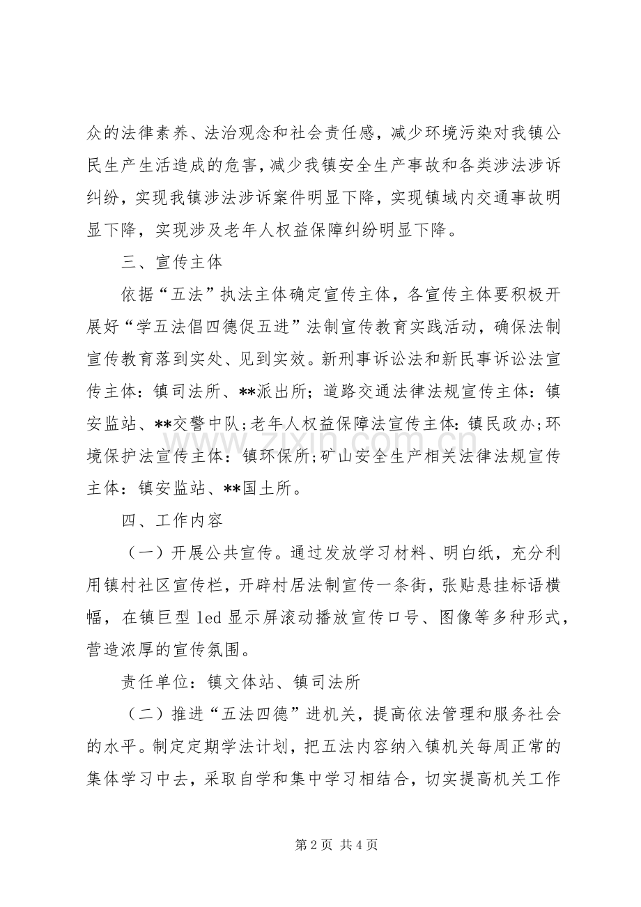 学五法倡四德促五进法制宣传教育实践活动方案 .docx_第2页