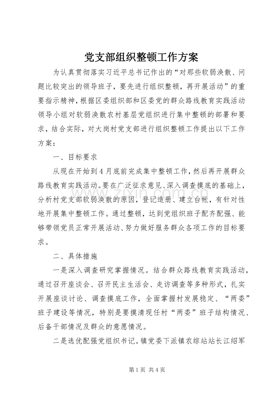 党支部组织整顿工作实施方案.docx_第1页