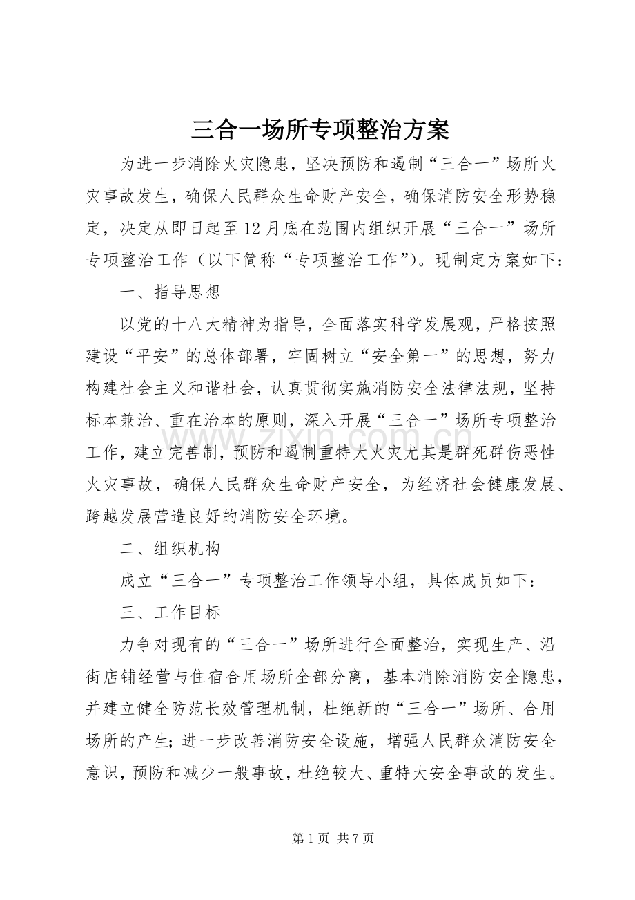 三合一场所专项整治实施方案.docx_第1页