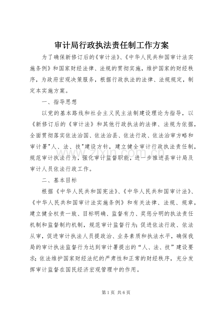 审计局行政执法责任制工作实施方案.docx_第1页