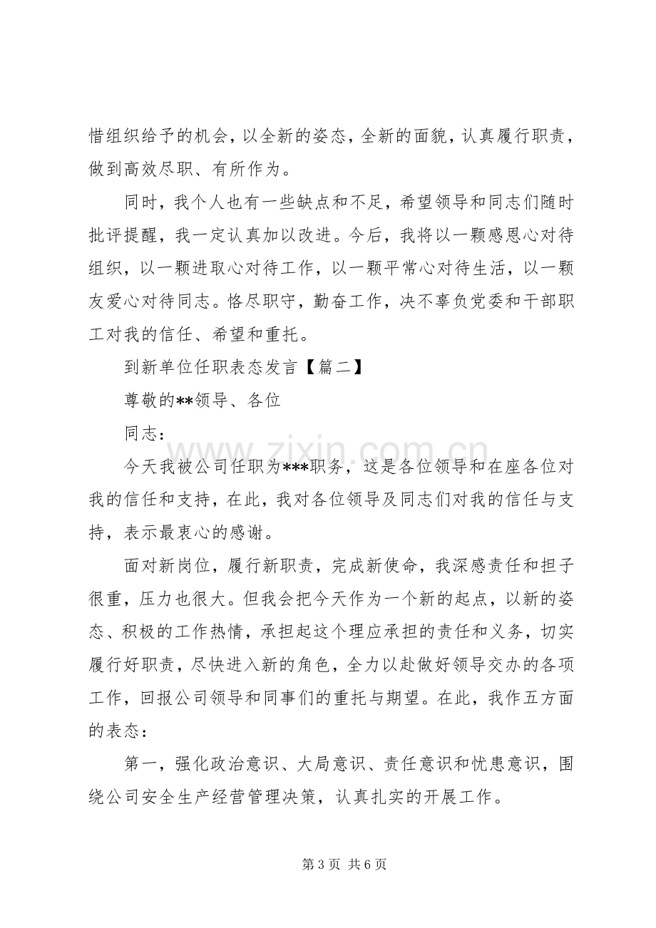 20XX年新单位任职表态发言范文.docx_第3页