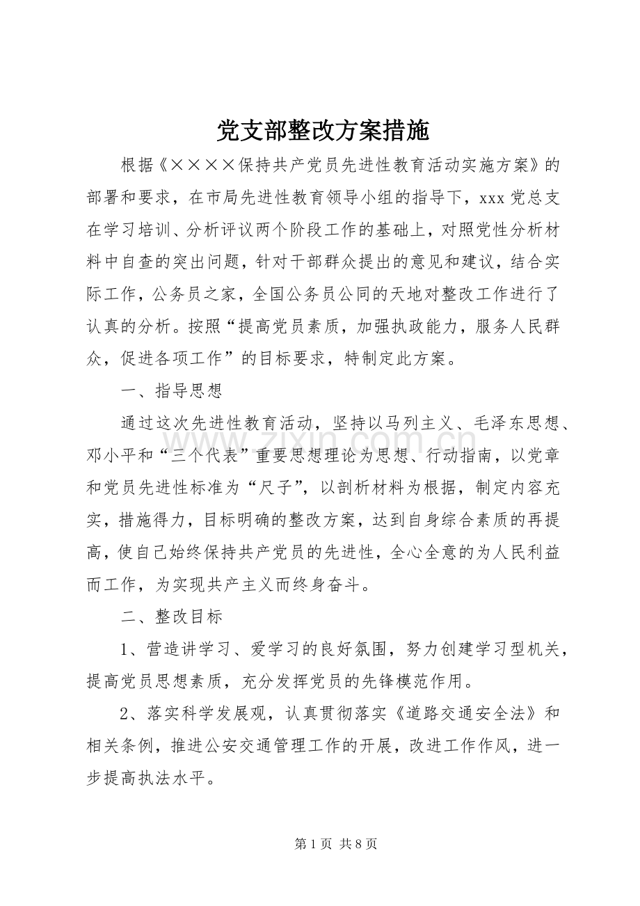 党支部整改实施方案措施.docx_第1页