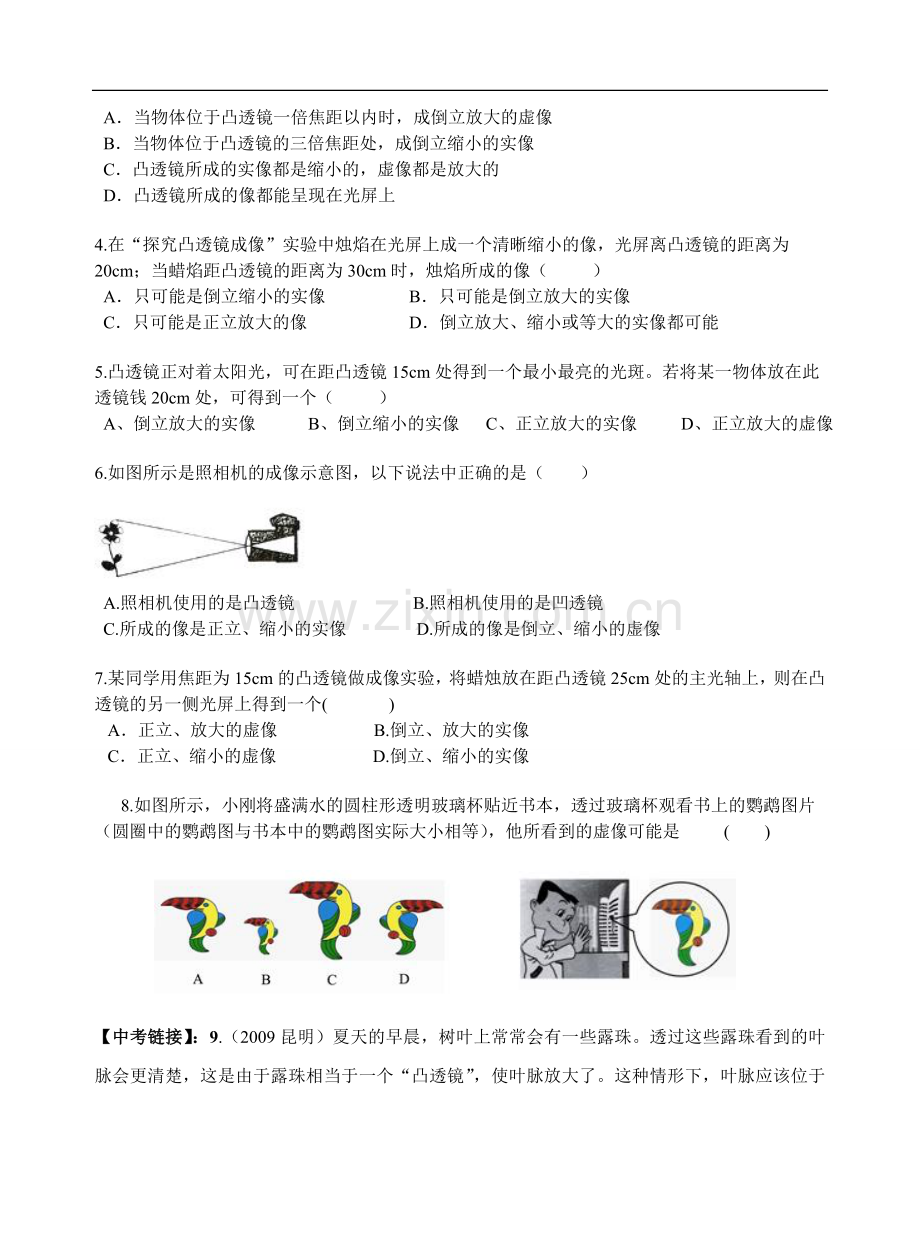 八年级物理上学期复习学案--_透镜.doc_第3页