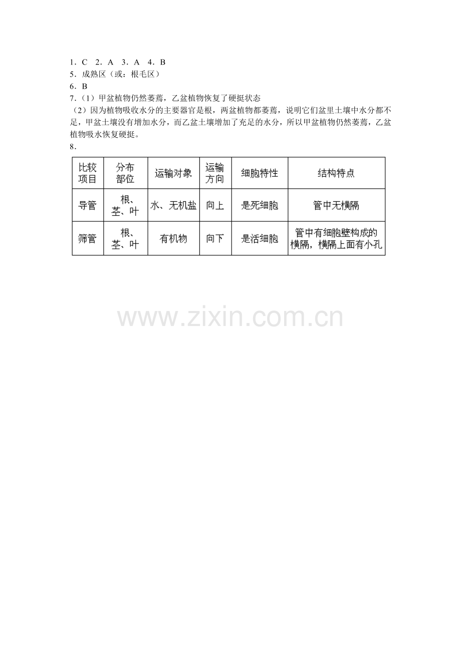 《第一节-水分进入植物体内的途径》习题.doc_第2页