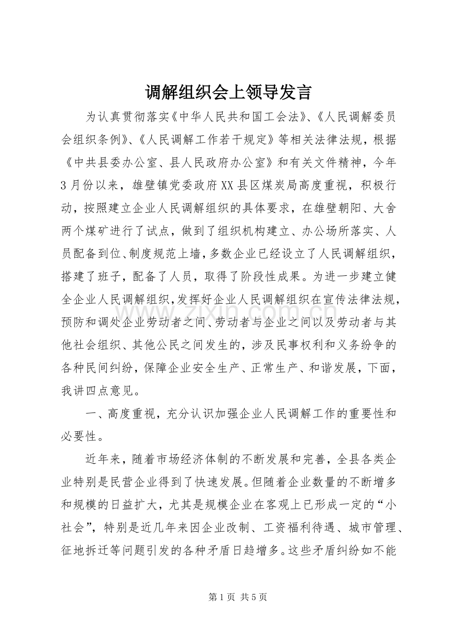 调解组织会上领导发言稿.docx_第1页