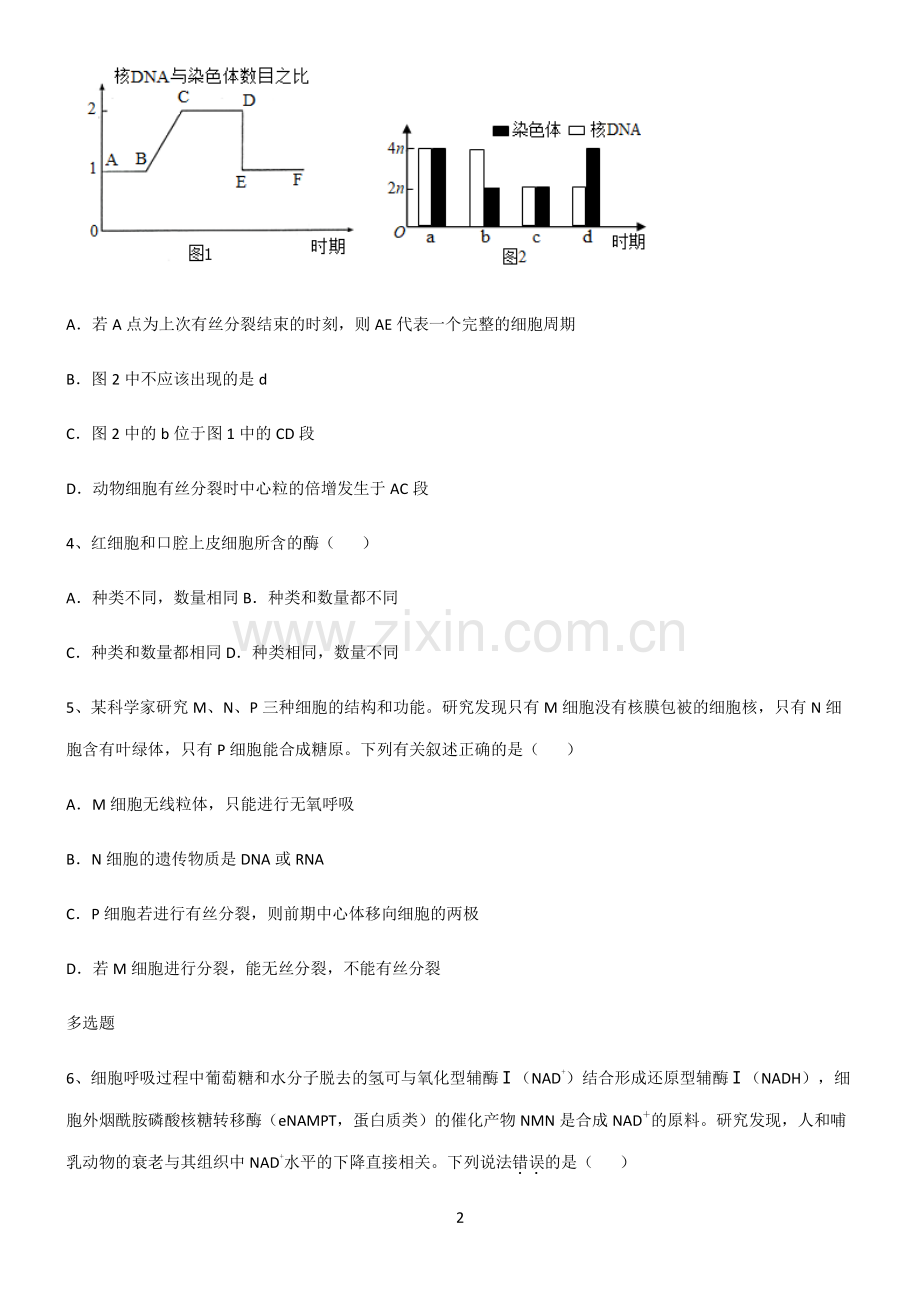 (文末附答案)人教版2022年高中生物细胞的生命历程知识点总结归纳完整版.pdf_第2页