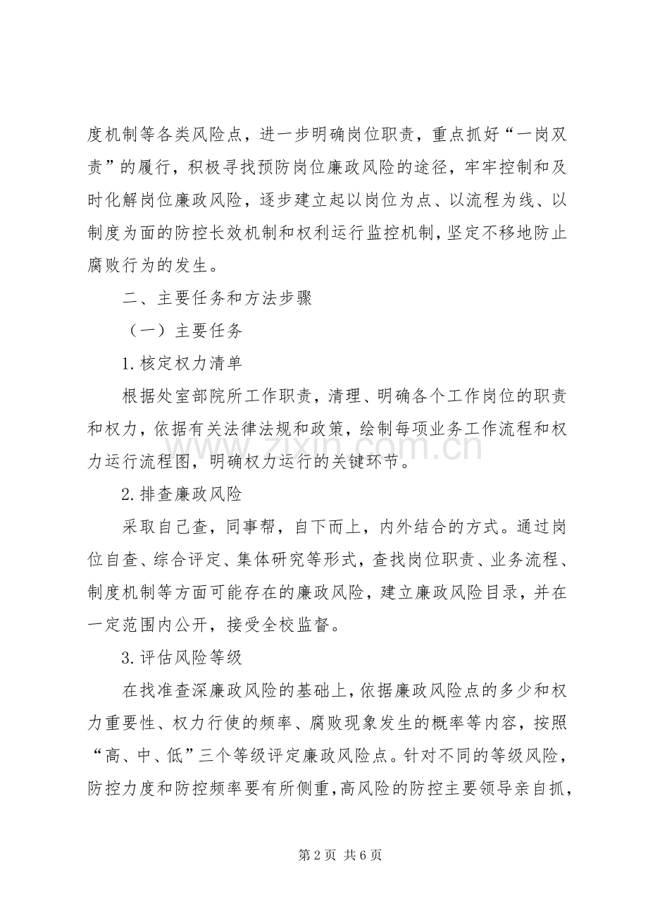 学校加强廉政风险防控工作方案.docx_第2页