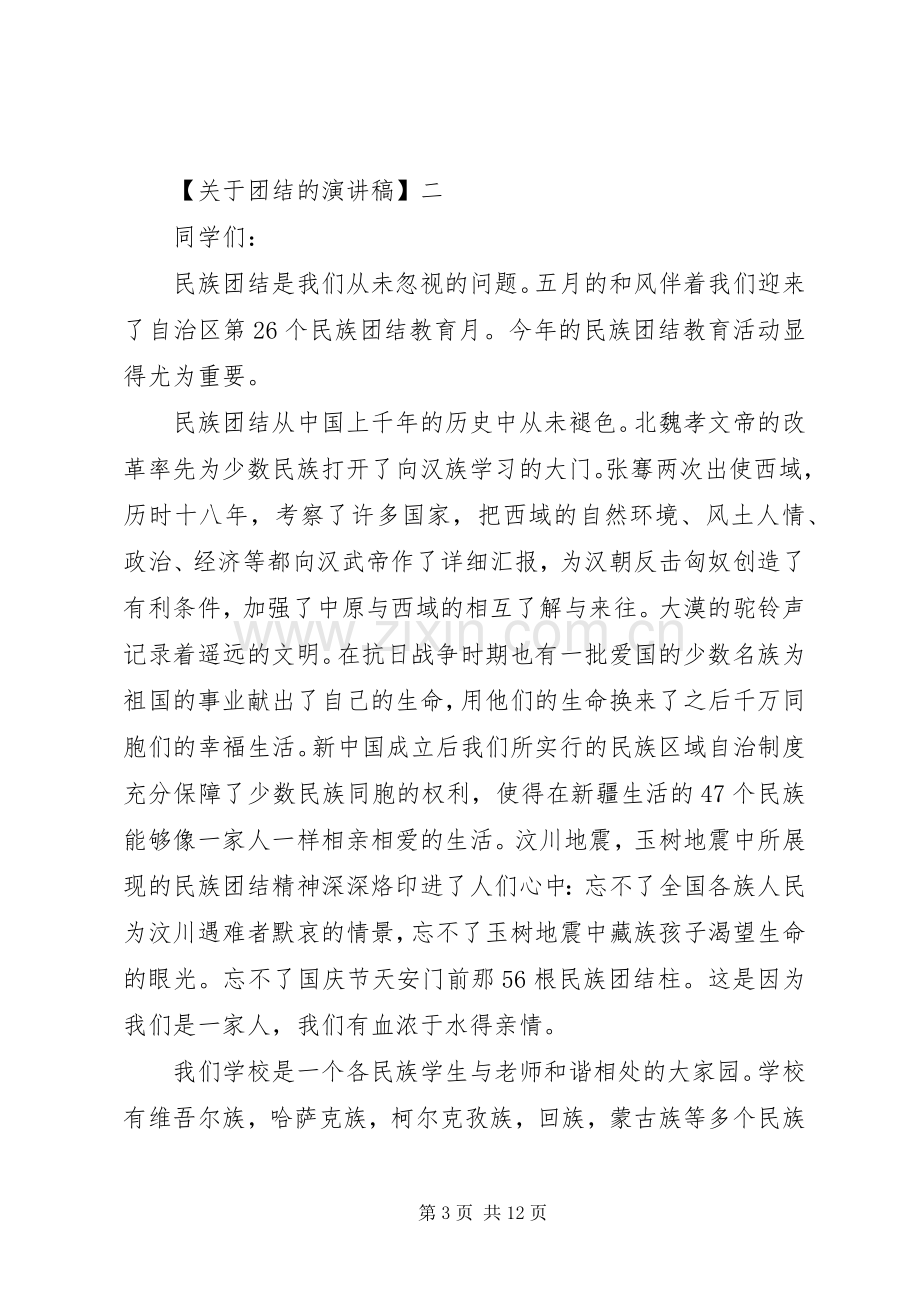 团结就是力量演讲稿多篇.docx_第3页