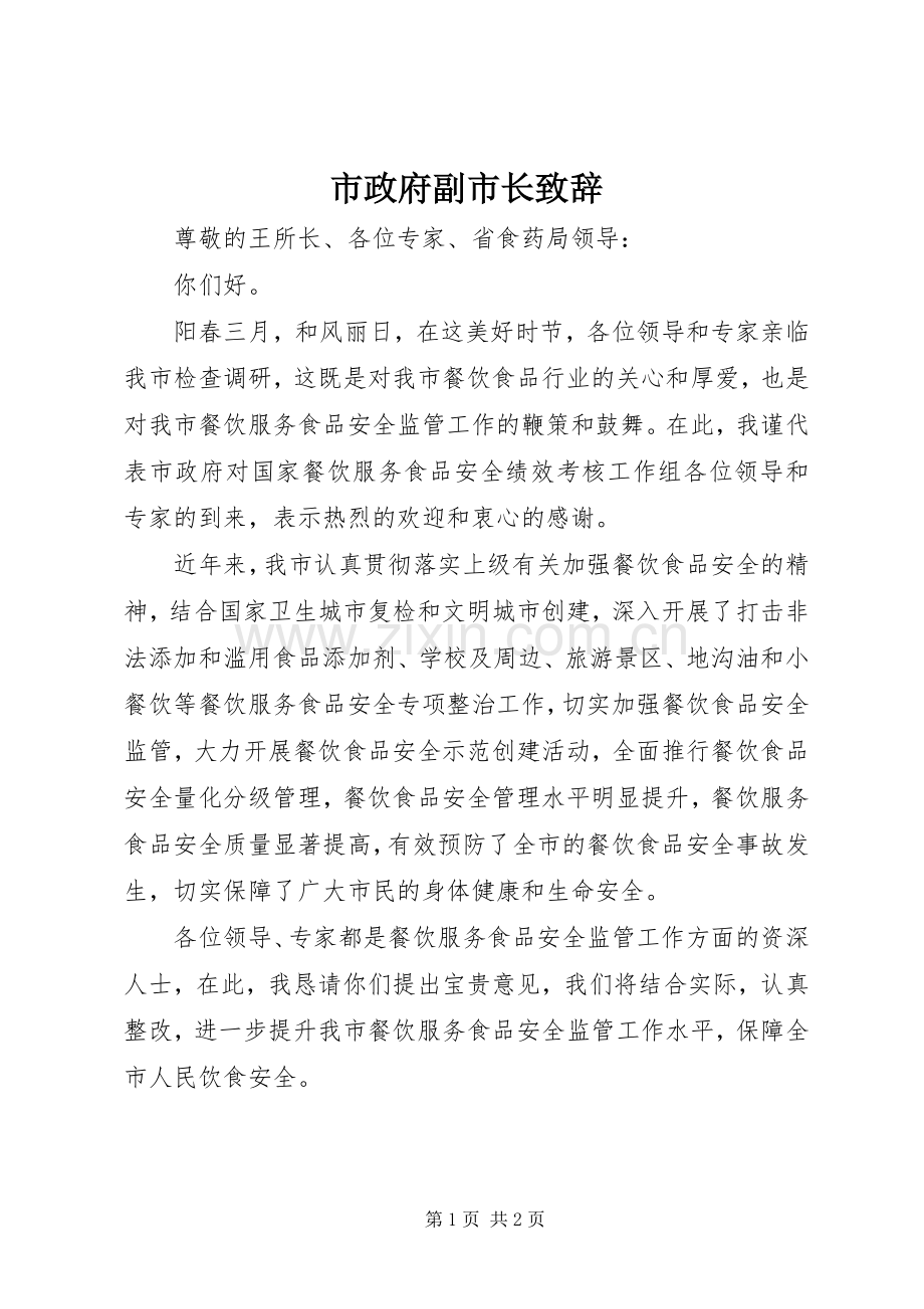 市政府副市长致辞.docx_第1页