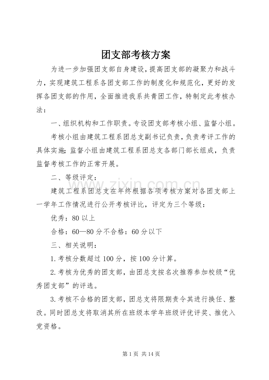 团支部考核实施方案.docx_第1页