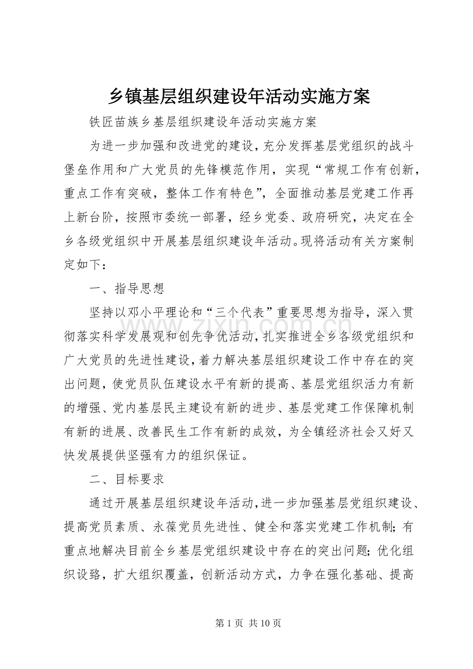 乡镇基层组织建设年活动方案 .docx_第1页