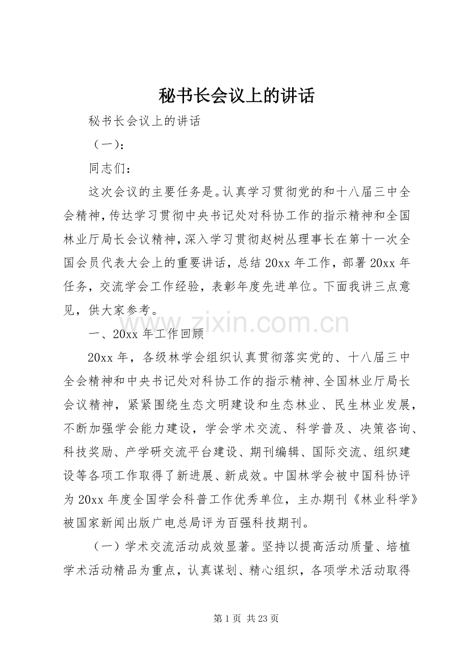 秘书长会议上的讲话.docx_第1页