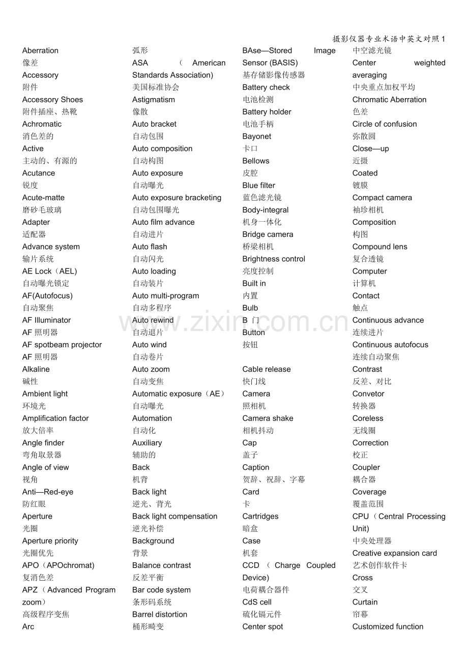 摄影仪器专业术语中英文对照1.doc_第1页