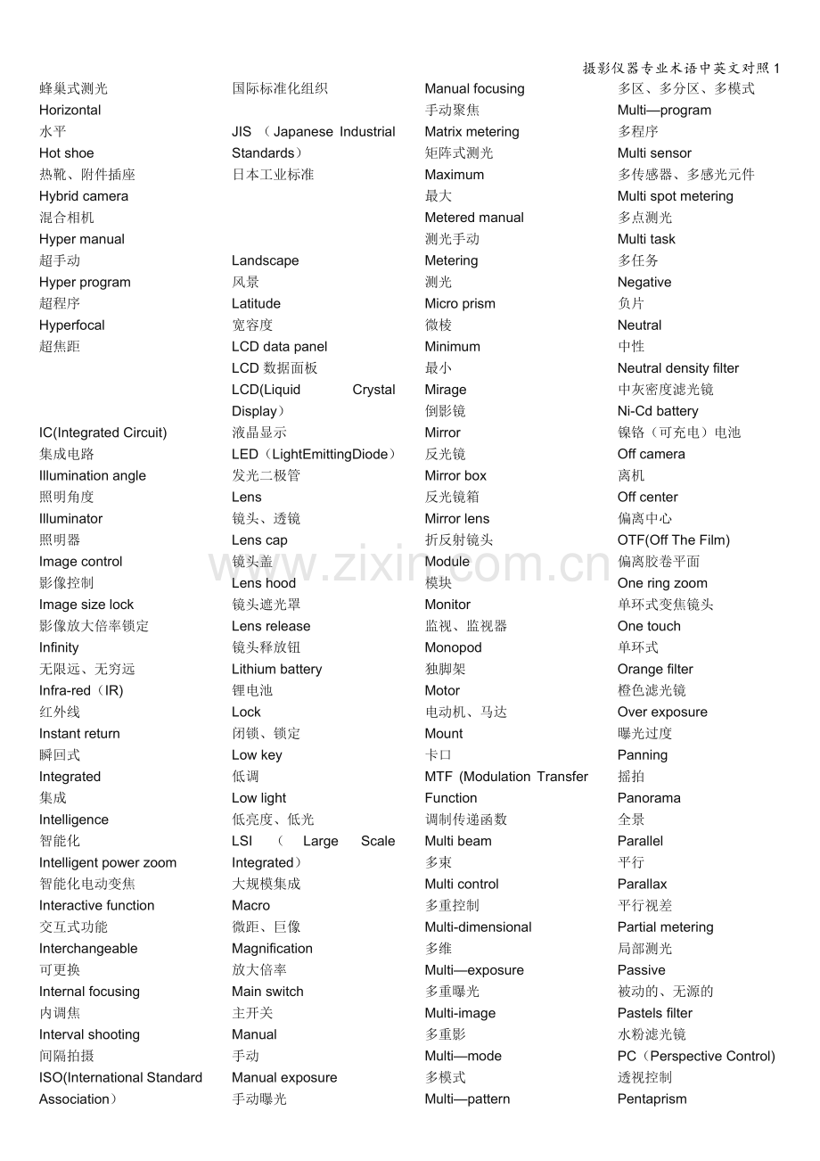 摄影仪器专业术语中英文对照1.doc_第3页