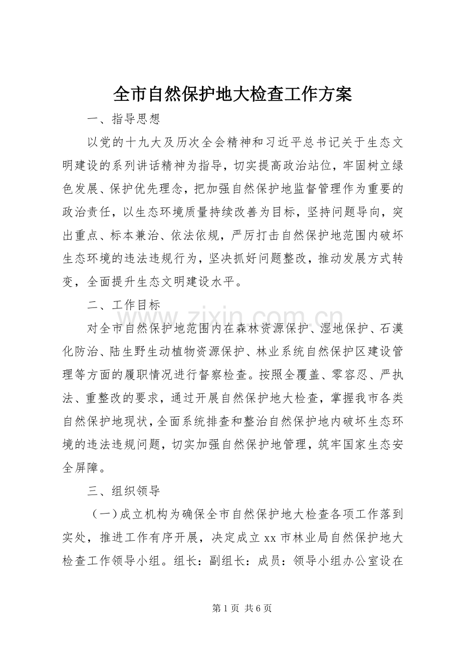 全市自然保护地大检查工作实施方案.docx_第1页