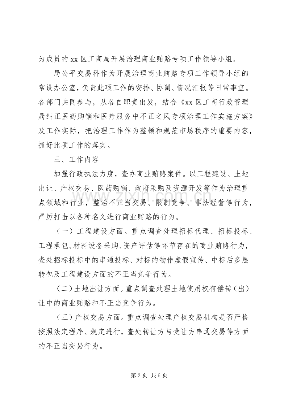 工商局商业贿赂专项治理工作实施方案 .docx_第2页