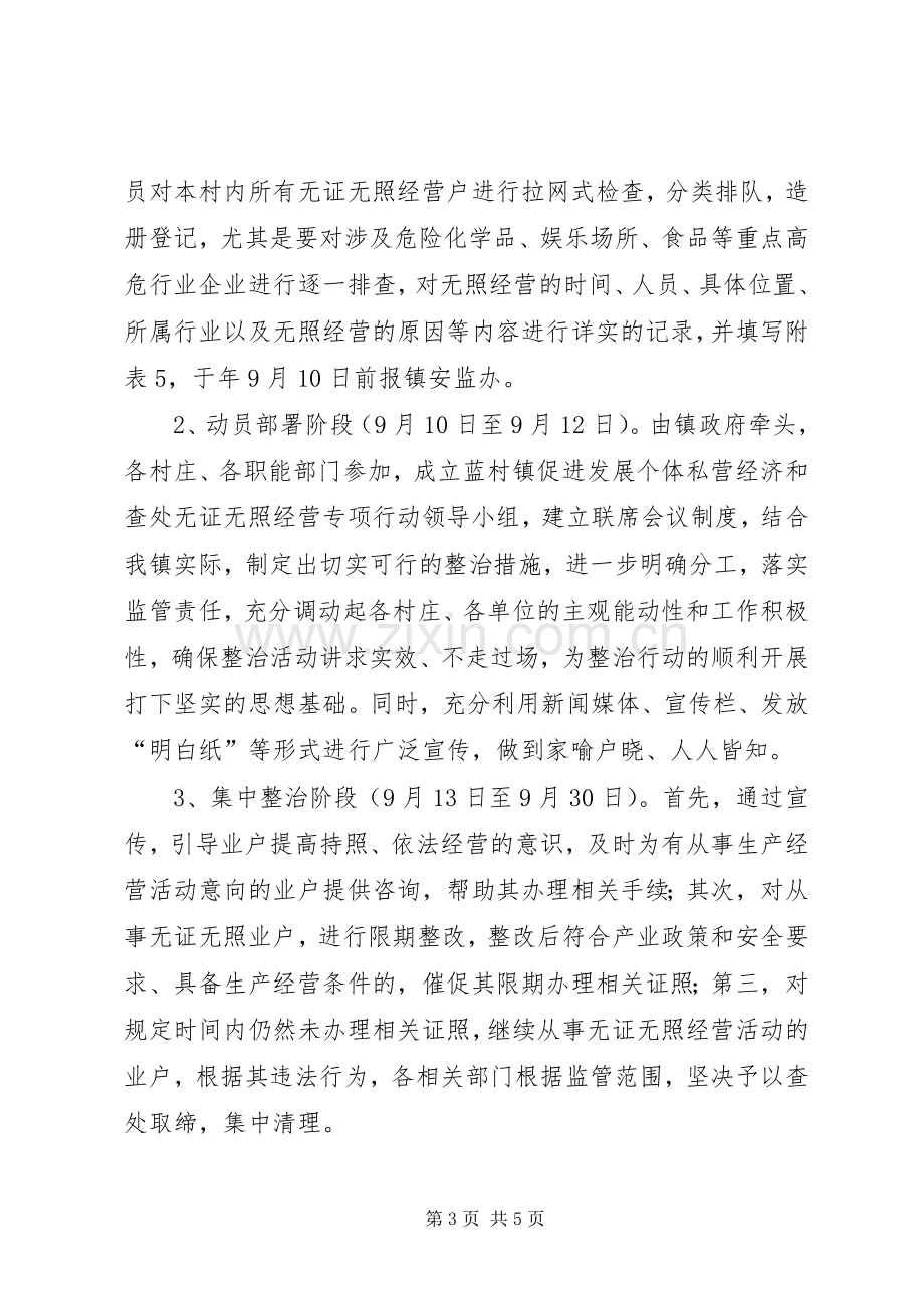 镇政办无证无照经营整治实施方案.docx_第3页